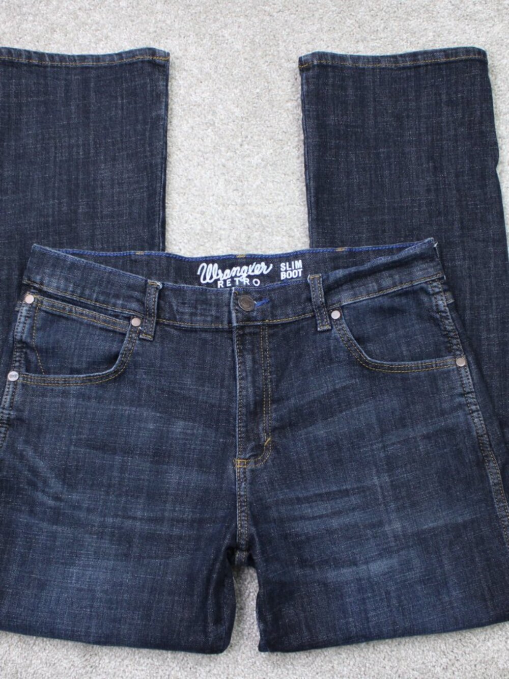 Wrangler Retro Jeans Mens 36x30 Blue Slim Boot Western Boot Cut 5-Pocket Denim